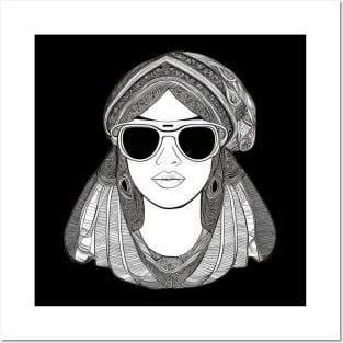 Cool vintage woman with sunglasses | Posters and Art